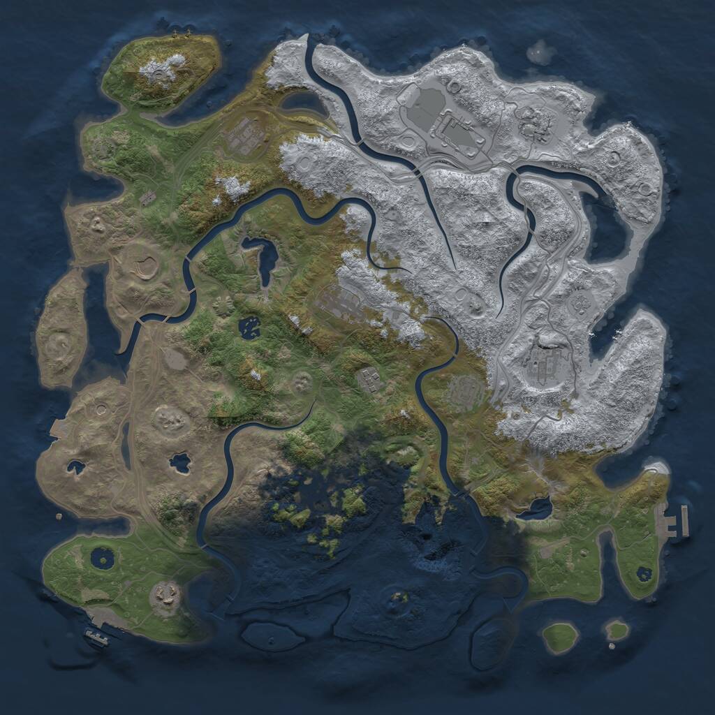 Rust Map: Procedural Map, Size: 4605, Seed: 1234567890, 17 Monuments