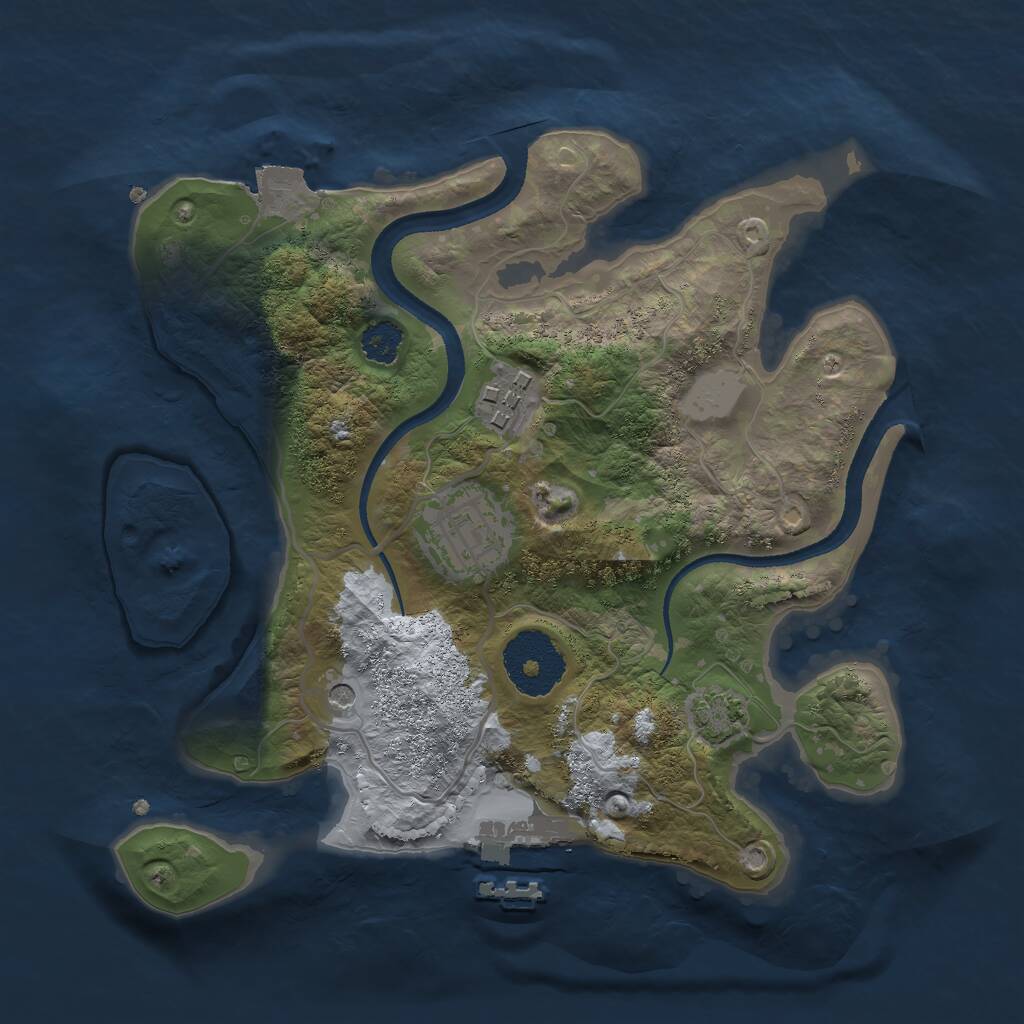 Rust Map: Procedural Map, Size: 2500, Seed: 1785422263, 6 Monuments