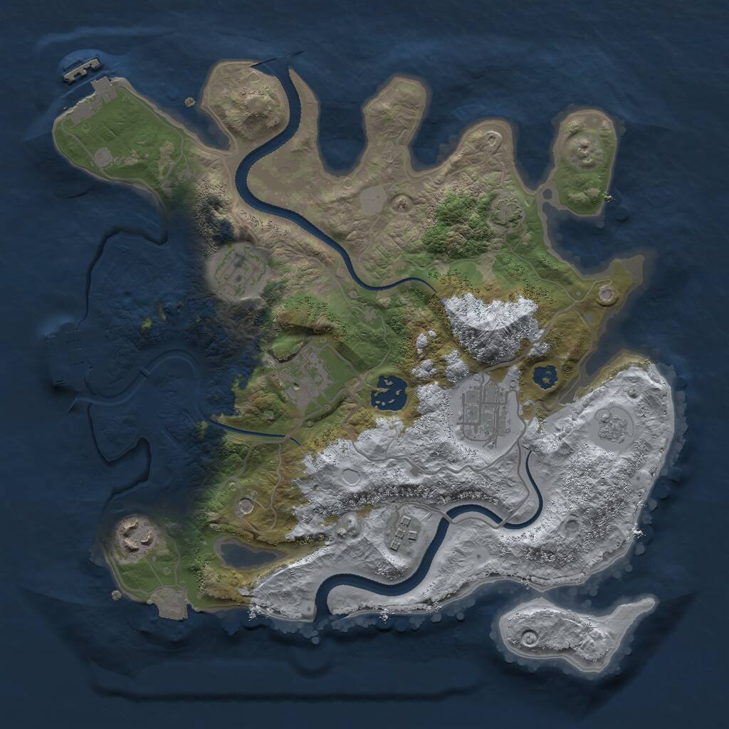 Rust Map: Procedural Map, Size: 3000, Seed: 79719, 12 Monuments