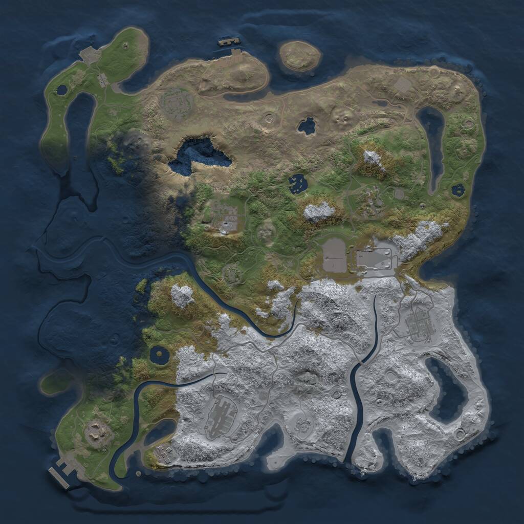 Rust Map: Procedural Map, Size: 4000, Seed: 1205967463, 15 Monuments