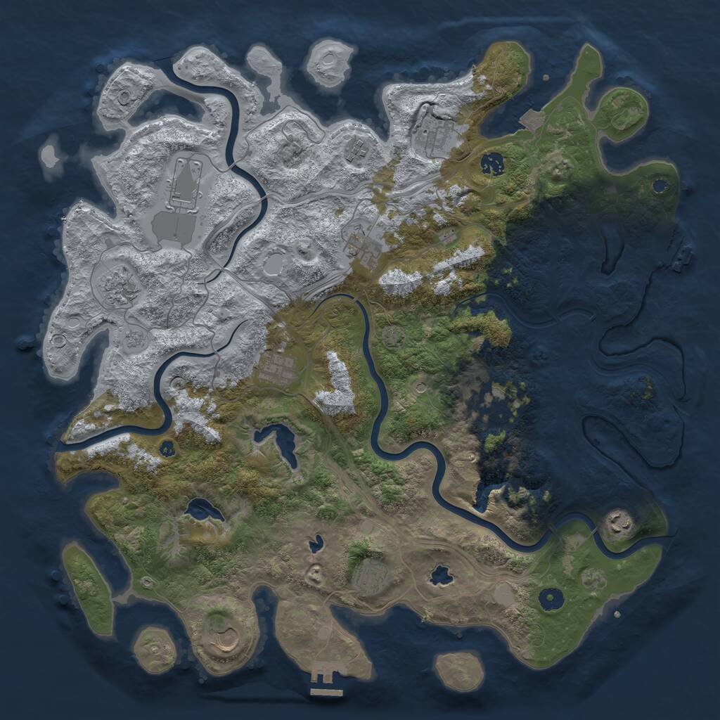 Rust Map: Procedural Map, Size: 4500, Seed: 5673, 17 Monuments