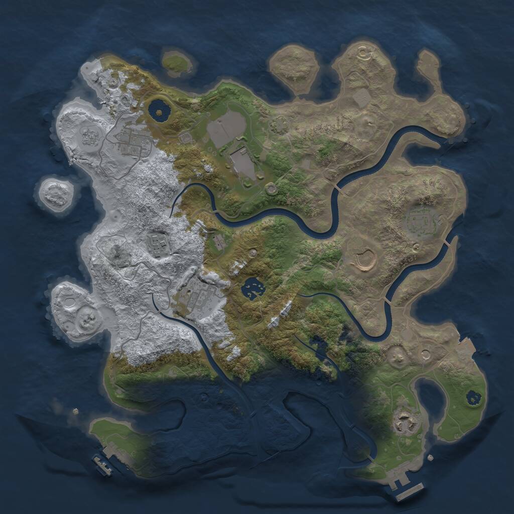 Rust Map: Procedural Map, Size: 3500, Seed: 415615618, 14 Monuments