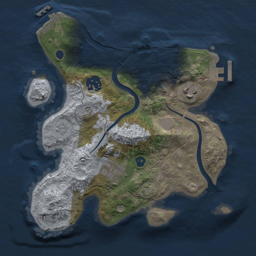 Rust Map: Procedural Map, Size: 2500, Seed: 1034798596, 9 Monuments