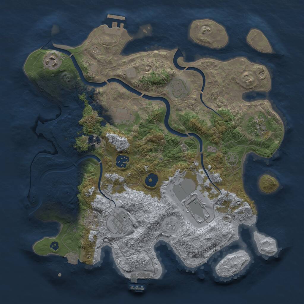 Rust Map: Procedural Map, Size: 3500, Seed: 409506776, 14 Monuments