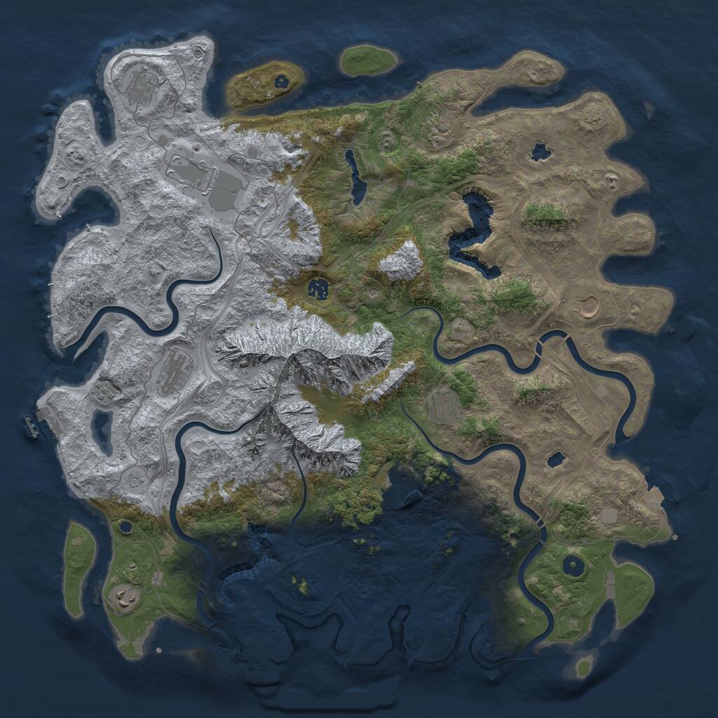 Rust Map: Procedural Map, Size: 5000, Seed: 418888158, 16 Monuments