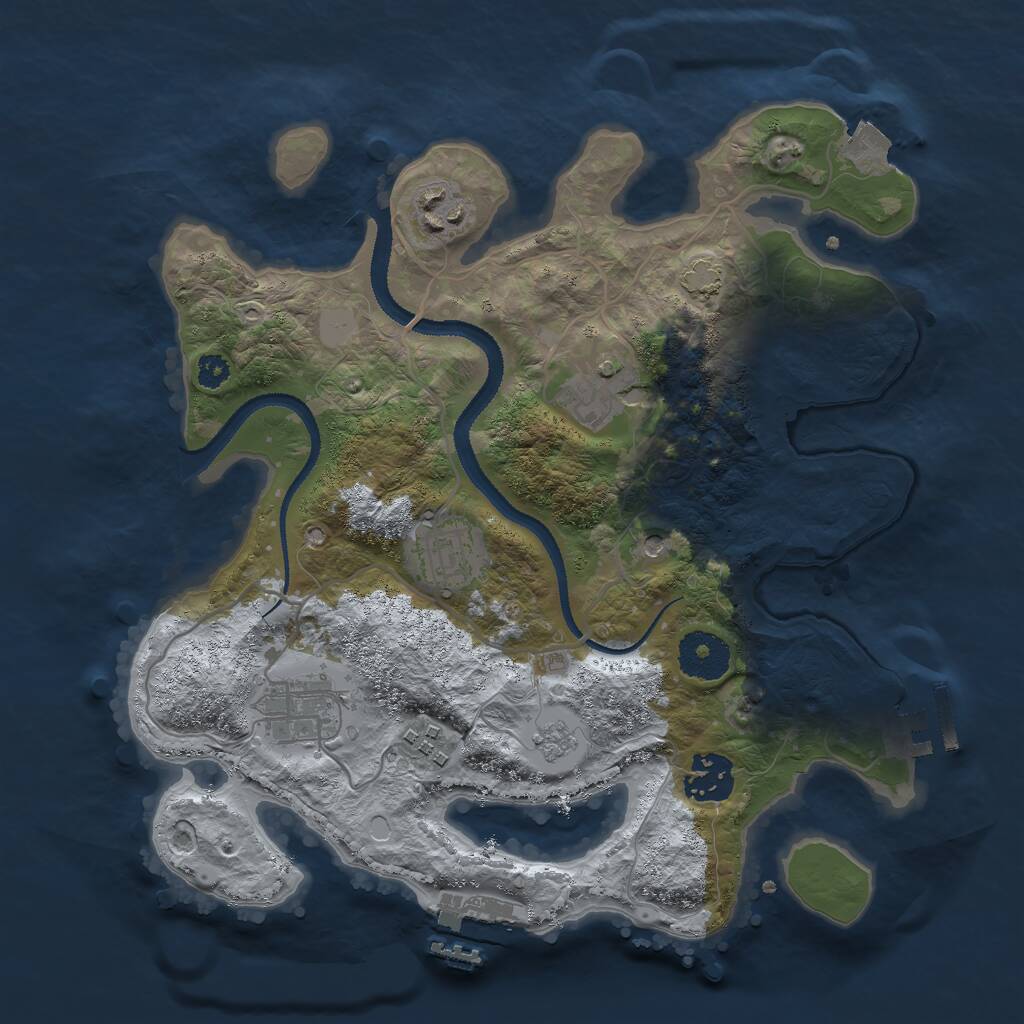 Rust Map: Procedural Map, Size: 3050, Seed: 55070, 12 Monuments