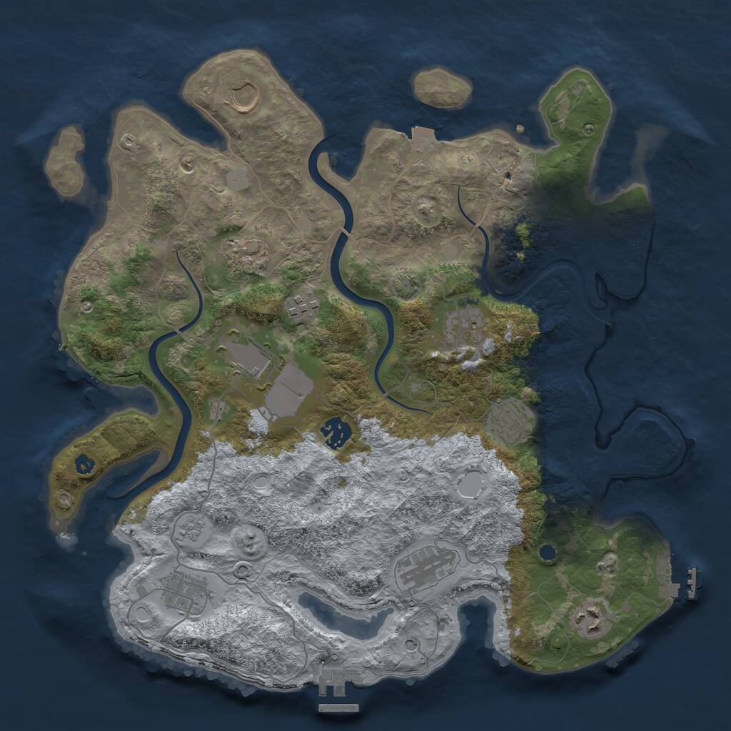 Rust Map: Procedural Map, Size: 3700, Seed: 1909868066, 16 Monuments