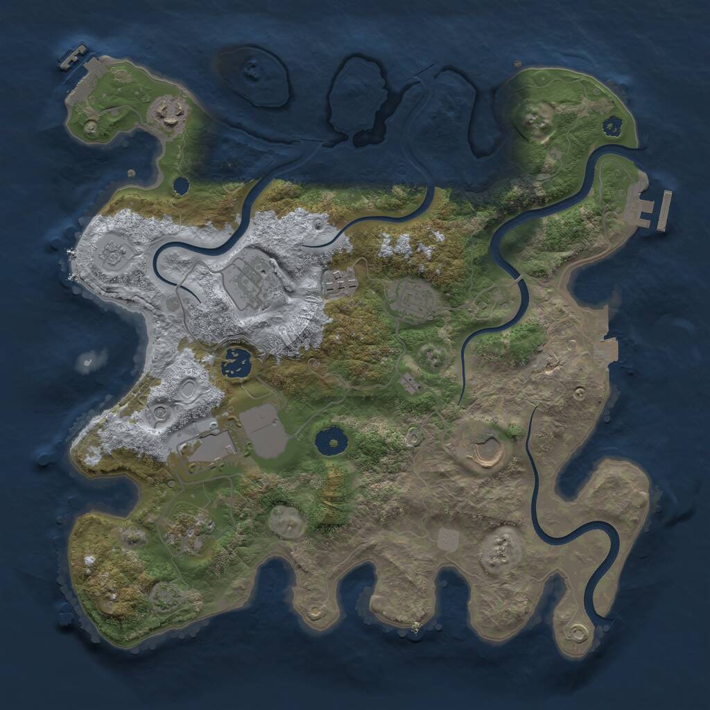 Rust Map: Procedural Map, Size: 3500, Seed: 1999630846, 14 Monuments