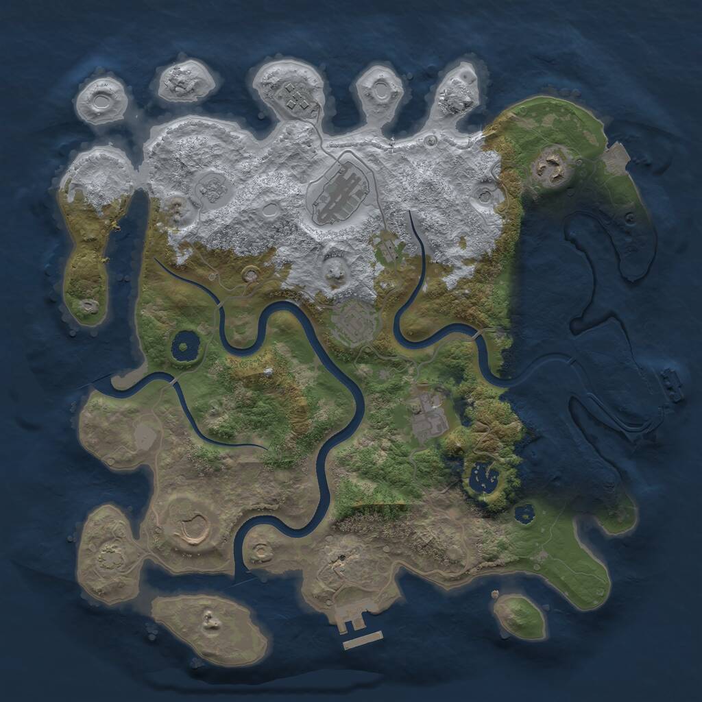 Rust Map: Procedural Map, Size: 3500, Seed: 361798407, 13 Monuments