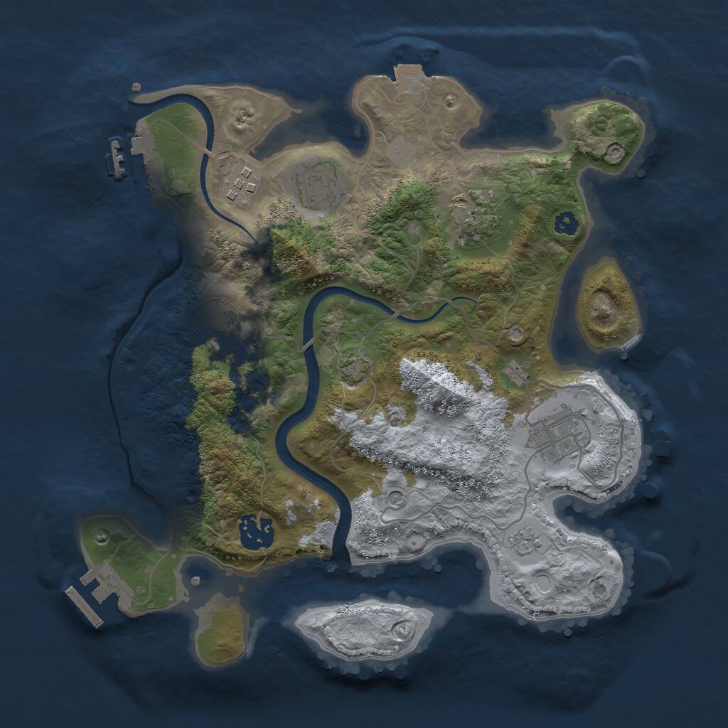 Rust Map: Procedural Map, Size: 3000, Seed: 19111, 12 Monuments