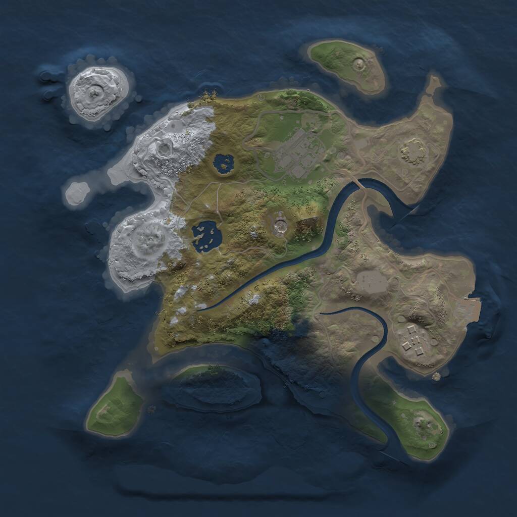 Rust Map: Procedural Map, Size: 2500, Seed: 777123, 6 Monuments