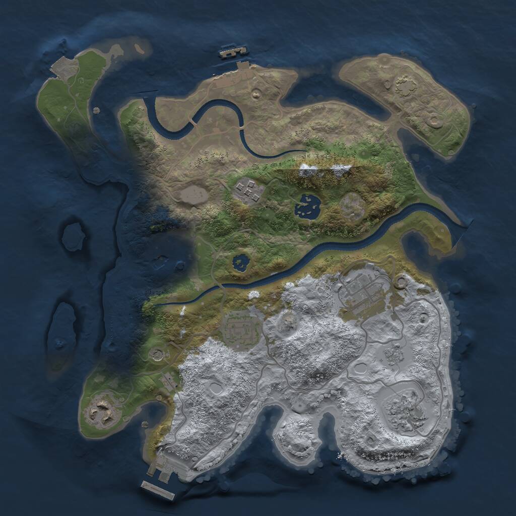 Rust Map: Procedural Map, Size: 3000, Seed: 36993, 13 Monuments
