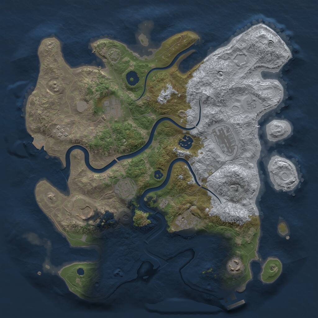 Rust Map: Procedural Map, Size: 3500, Seed: 2038243061, 13 Monuments