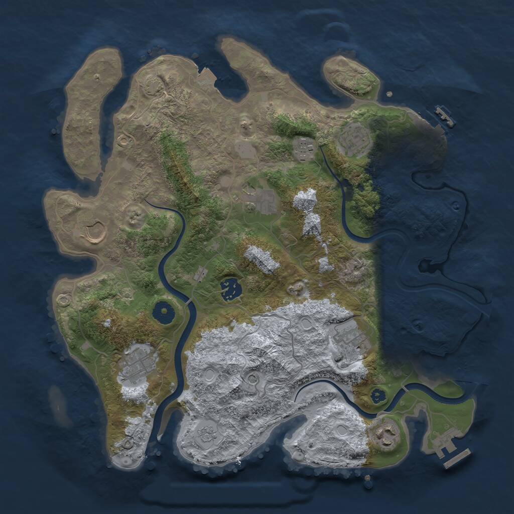 Rust Map: Procedural Map, Size: 3500, Seed: 907349114, 14 Monuments