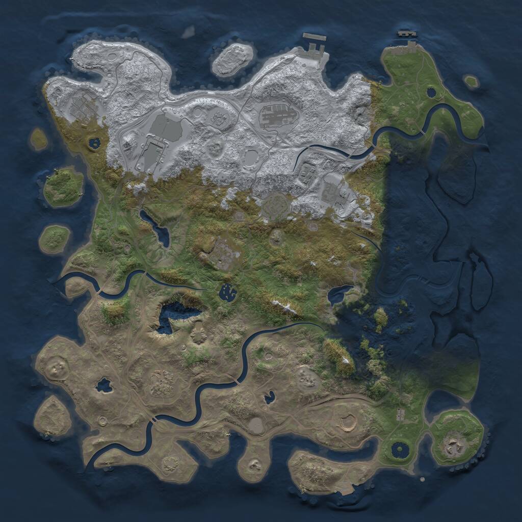 Rust Map: Procedural Map, Size: 4500, Seed: 604143566, 17 Monuments