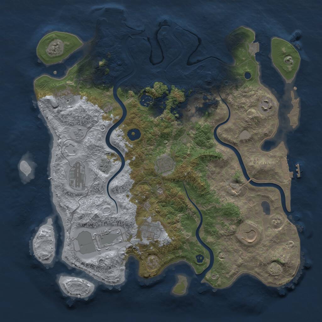 Rust Map: Procedural Map, Size: 3800, Seed: 33973, 16 Monuments