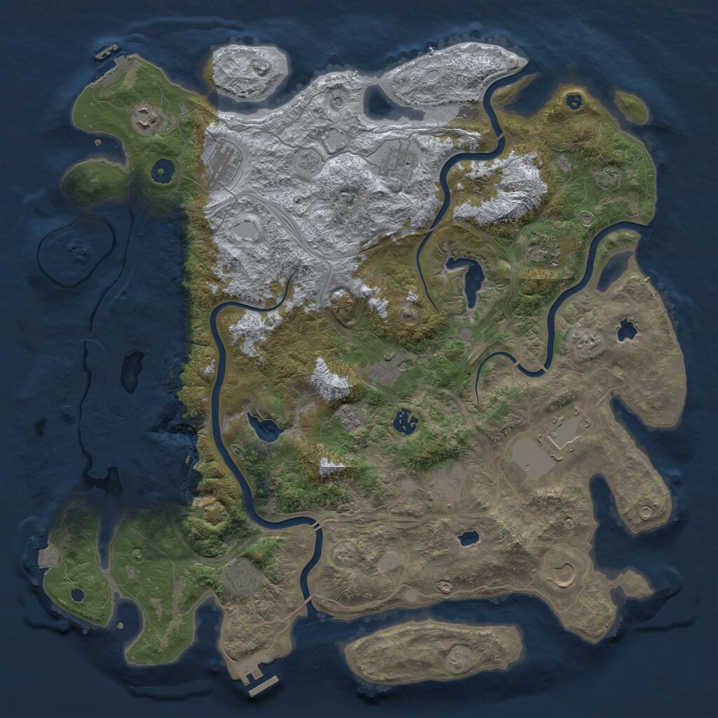 Rust Map: Procedural Map, Size: 4500, Seed: 825743, 17 Monuments