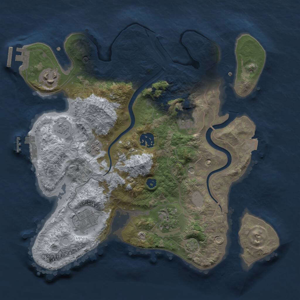 Rust Map: Procedural Map, Size: 3000, Seed: 74707, 12 Monuments