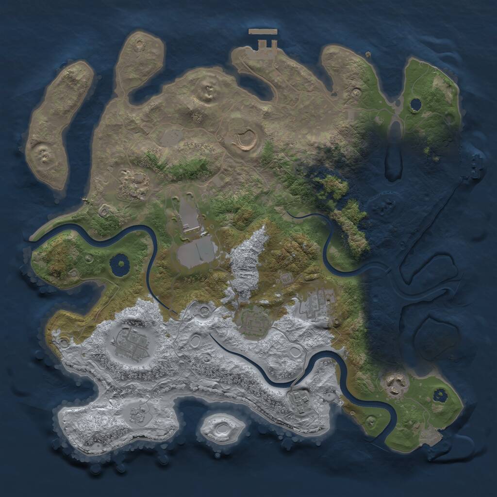 Rust Map: Procedural Map, Size: 3500, Seed: 742596268, 14 Monuments