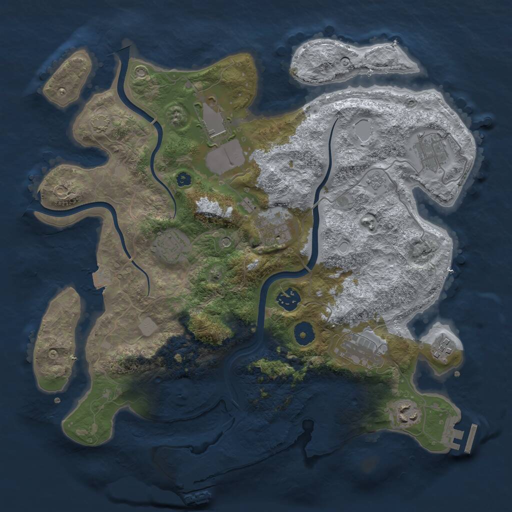 Rust Map: Procedural Map, Size: 3500, Seed: 747008402, 14 Monuments