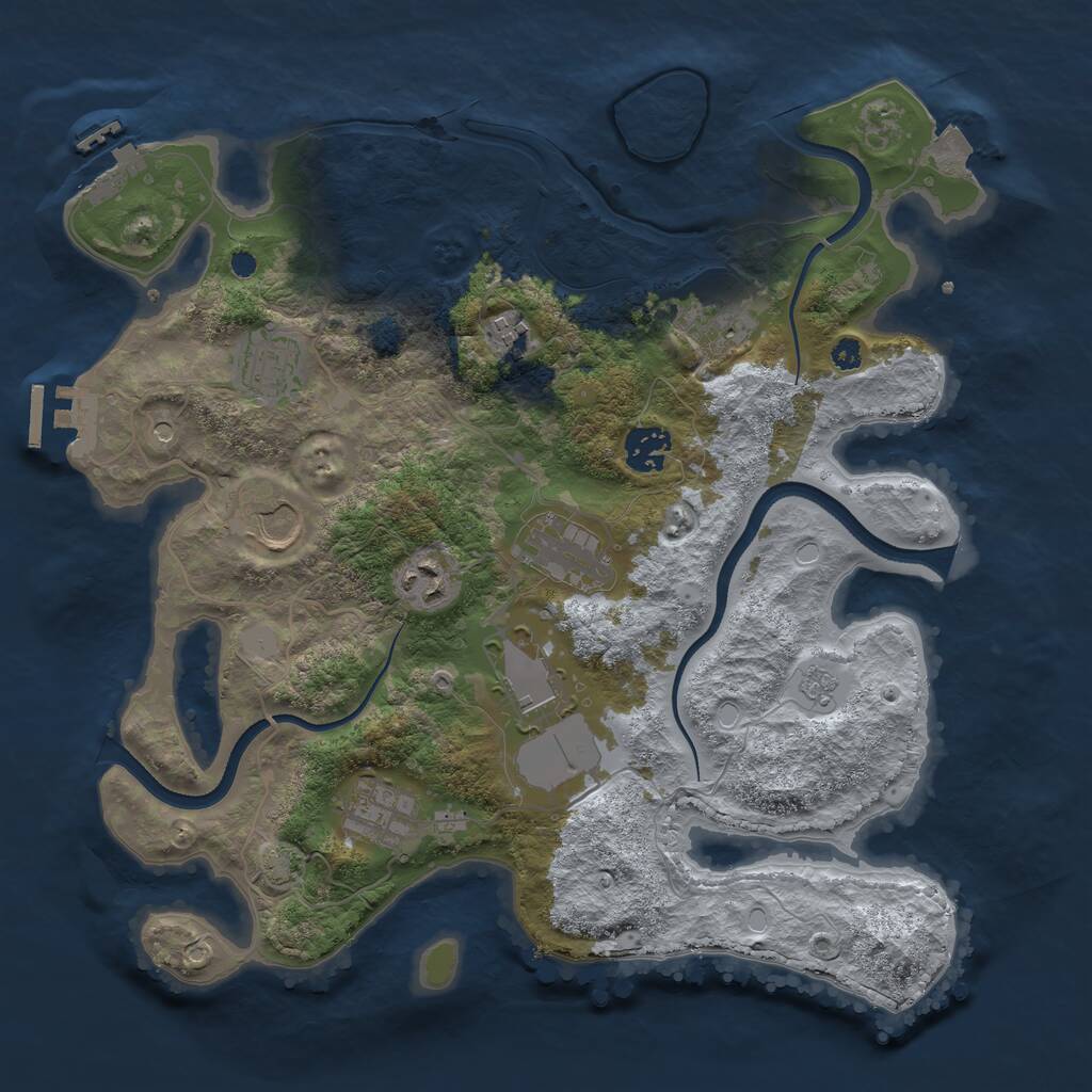 Rust Map: Procedural Map, Size: 3500, Seed: 878928816, 15 Monuments