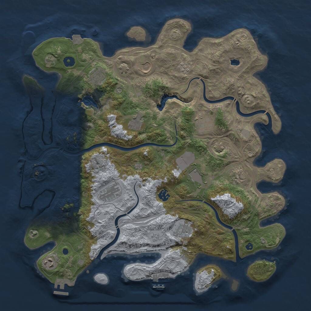 Rust Map: Procedural Map, Size: 4250, Seed: 1358615923, 17 Monuments
