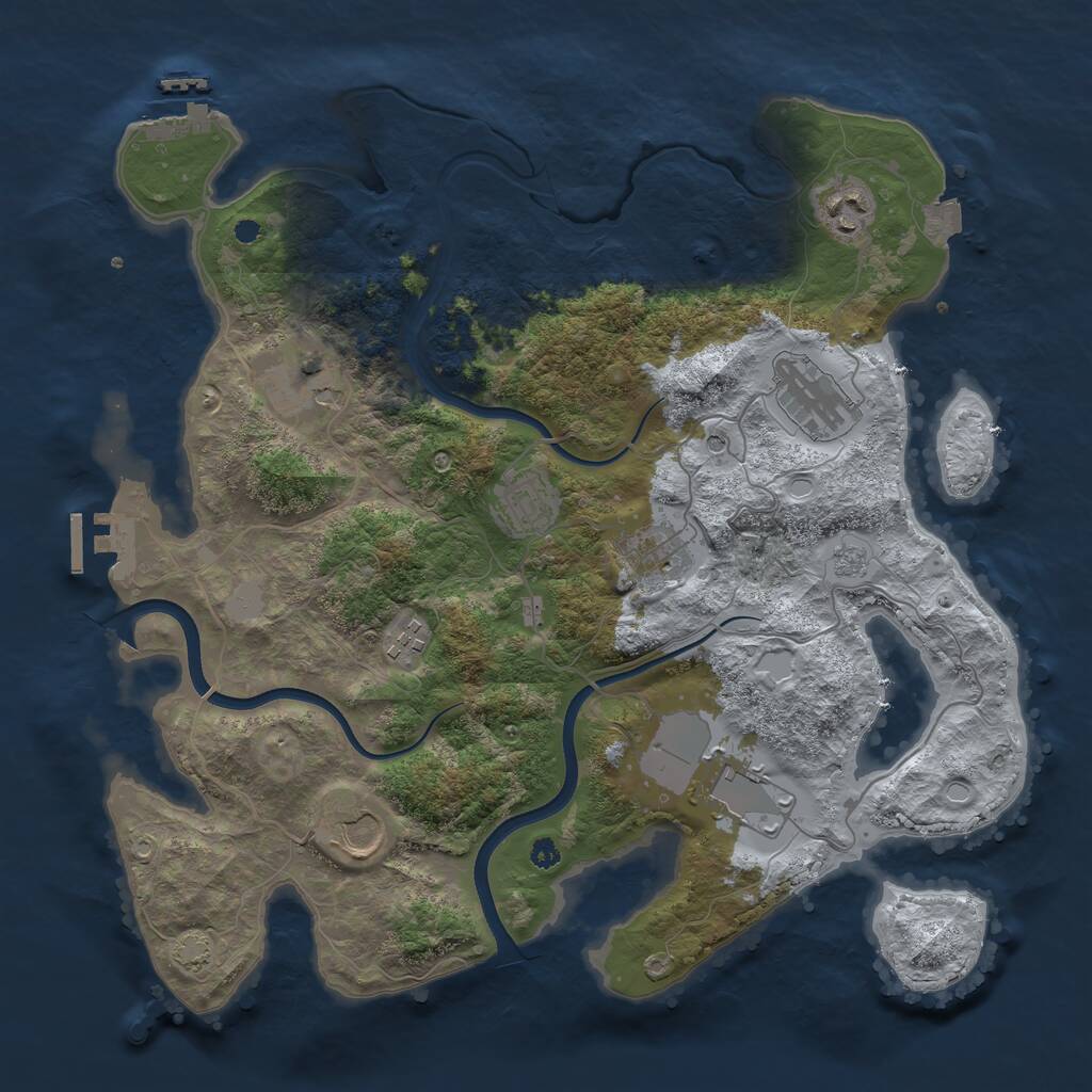 Rust Map: Procedural Map, Size: 3650, Seed: 1177653612, 14 Monuments