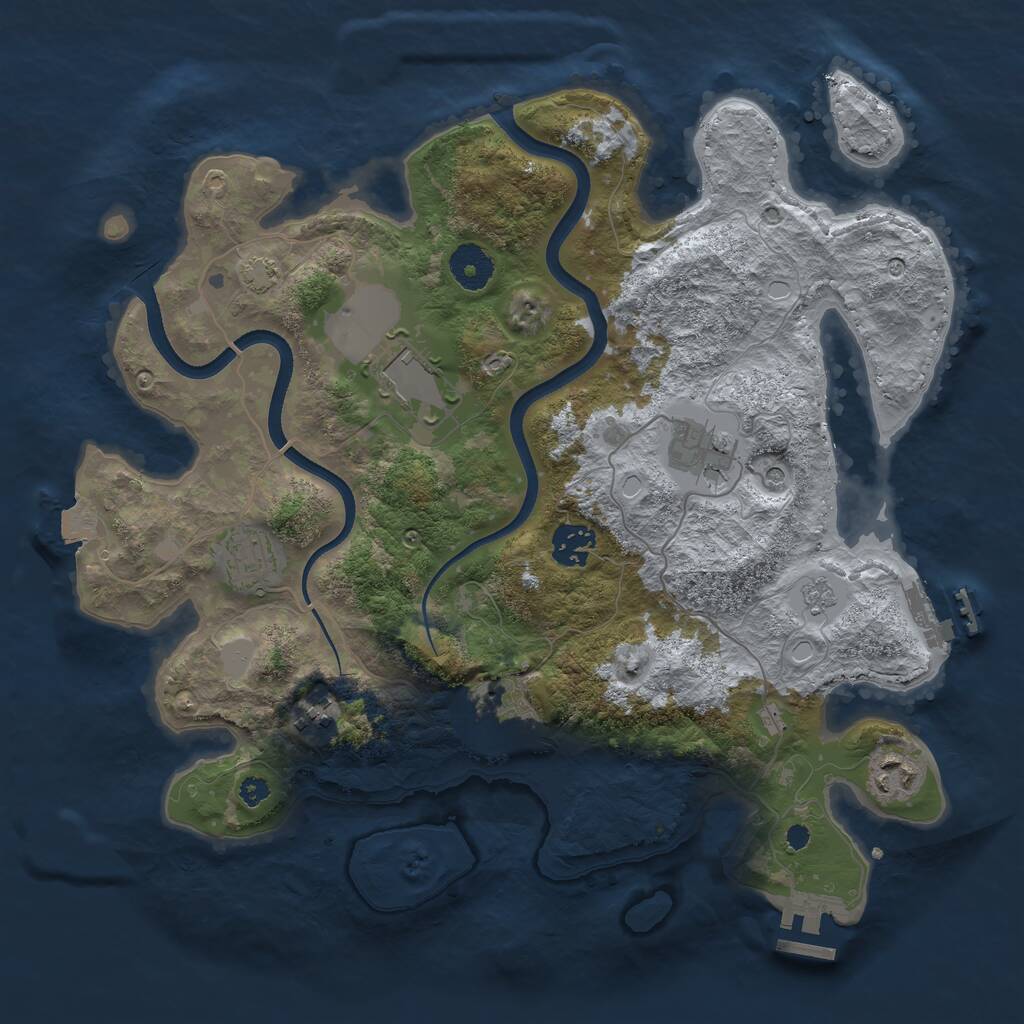 Rust Map: Procedural Map, Size: 3500, Seed: 95323241, 13 Monuments