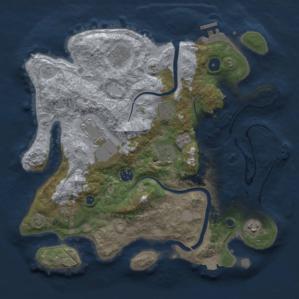 Rust Map: Procedural Map, Size: 3500, Seed: 894436766, 14 Monuments