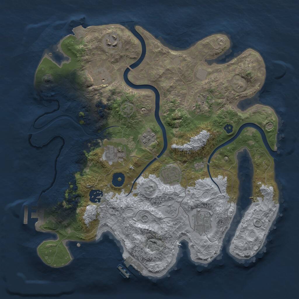 Rust Map: Procedural Map, Size: 3250, Seed: 338916761, 14 Monuments