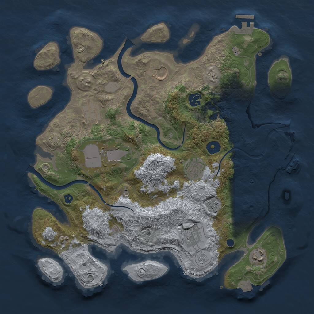 Rust Map: Procedural Map, Size: 3500, Seed: 427821820, 14 Monuments