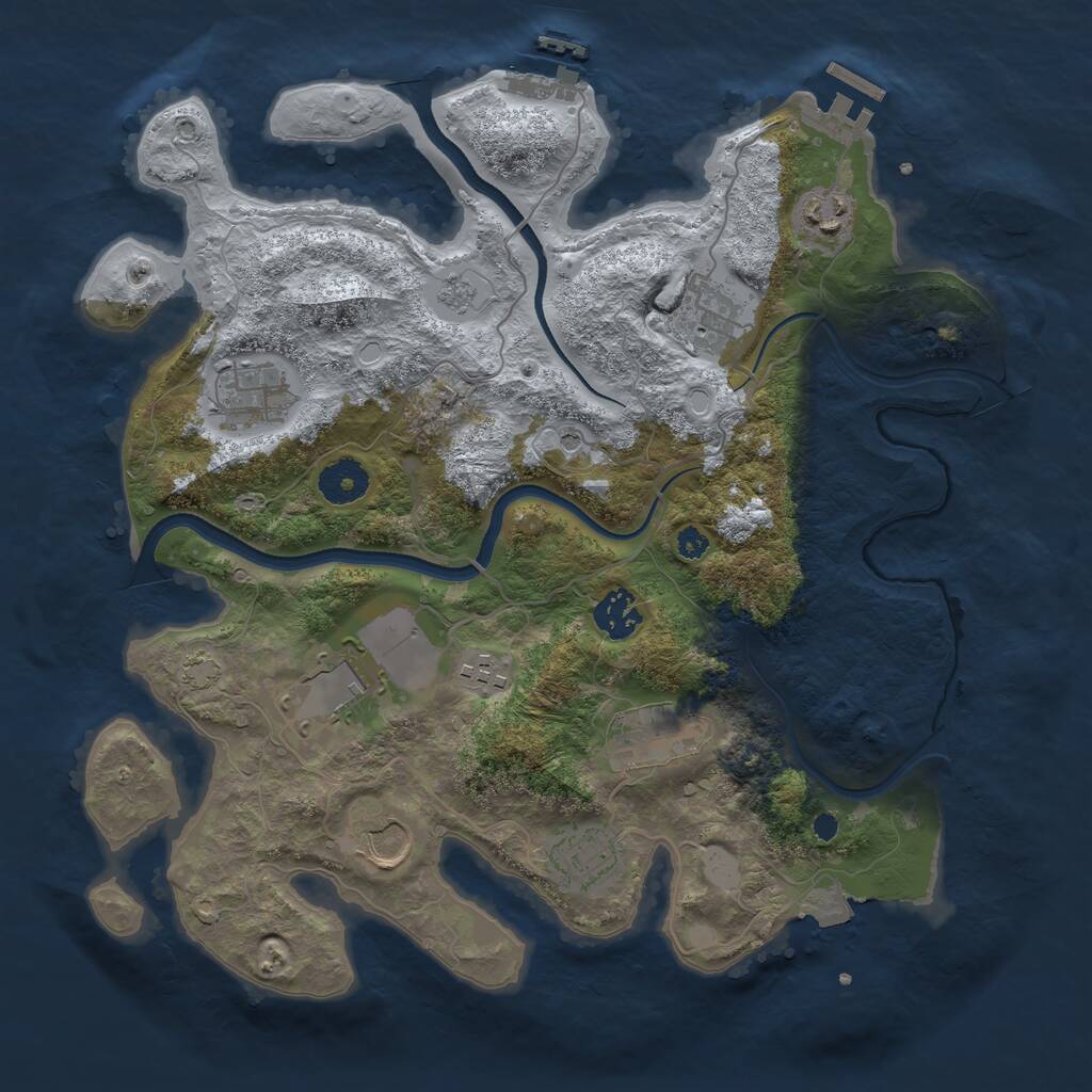Rust Map: Procedural Map, Size: 3500, Seed: 1374036970, 15 Monuments