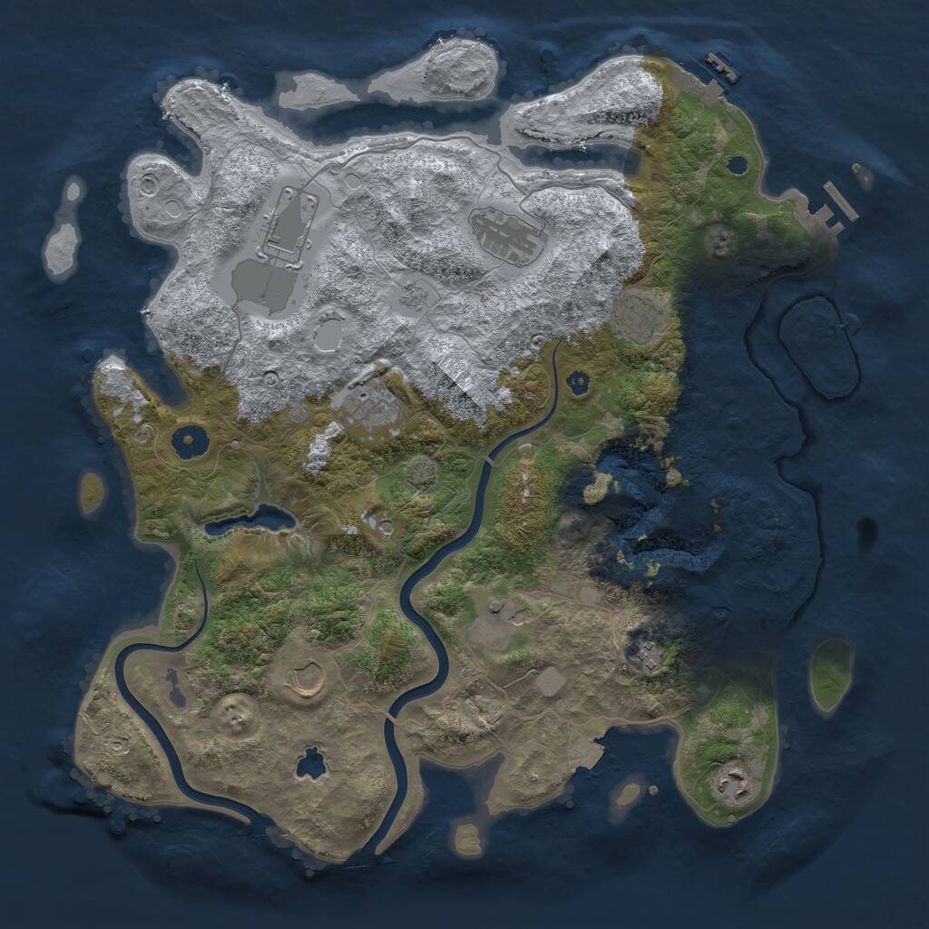 Rust Map: Procedural Map, Size: 4000, Seed: 485922500, 14 Monuments