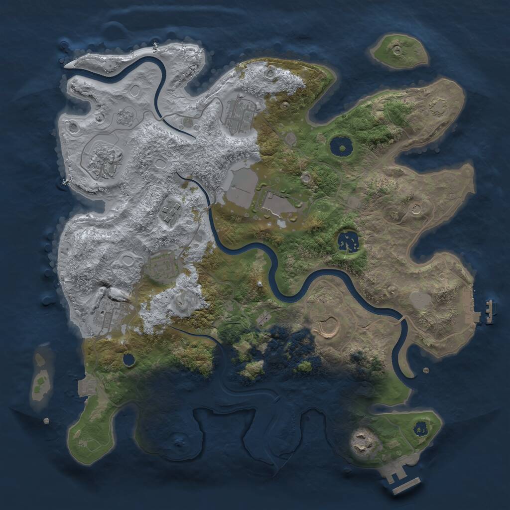 Rust Map: Procedural Map, Size: 3500, Seed: 448791688, 15 Monuments