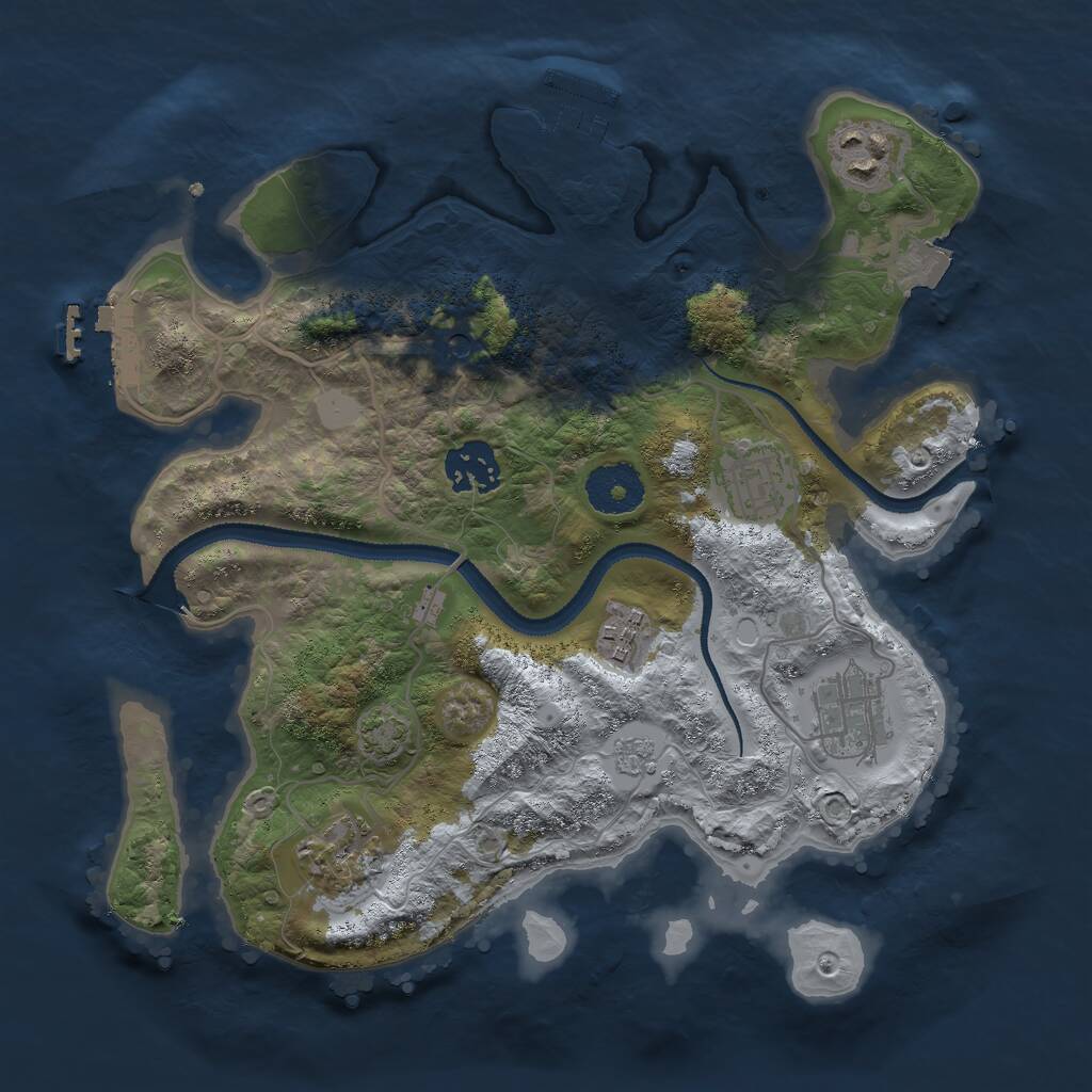 Rust Map: Procedural Map, Size: 3000, Seed: 1077663932, 12 Monuments