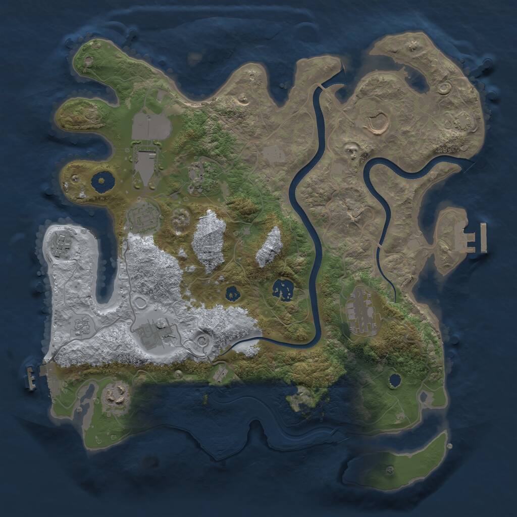 Rust Map: Procedural Map, Size: 3500, Seed: 385143976, 15 Monuments