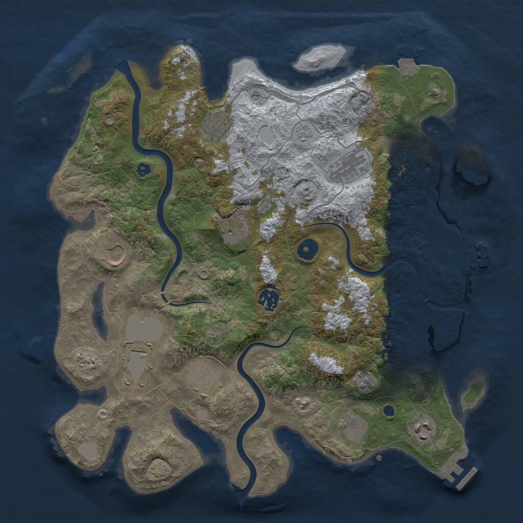 Rust Map: Procedural Map, Size: 3823, Seed: 576911268, 16 Monuments