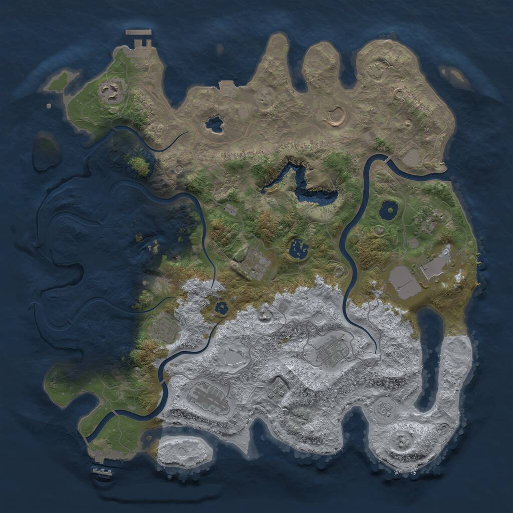 Rust Map: Procedural Map, Size: 4000, Seed: 366441, 16 Monuments