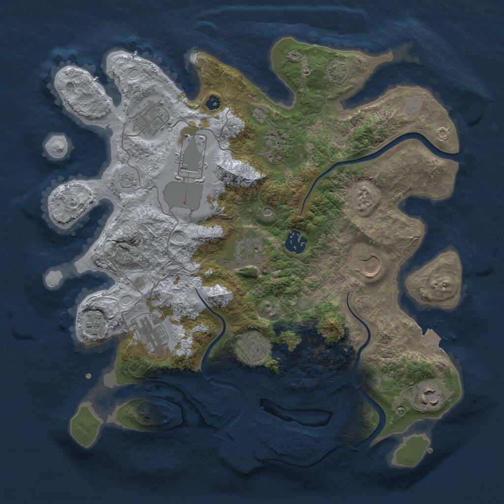 Rust Map: Procedural Map, Size: 3500, Seed: 777123, 15 Monuments