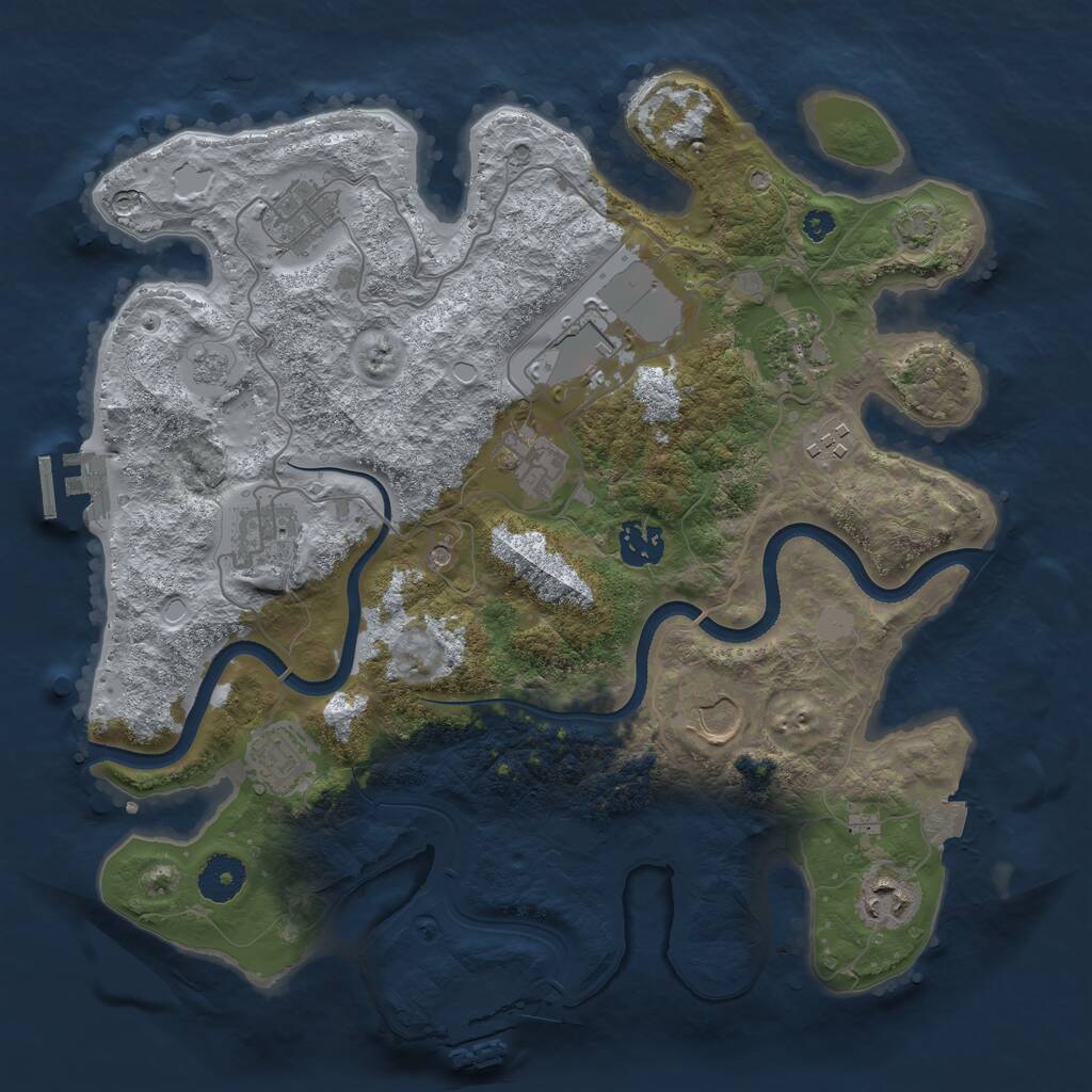 Rust Map: Procedural Map, Size: 3500, Seed: 1174194233, 16 Monuments