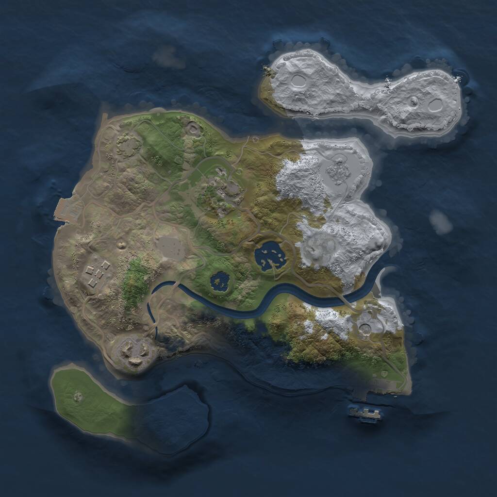 Rust Map: Procedural Map, Size: 2500, Seed: 1574396551, 9 Monuments