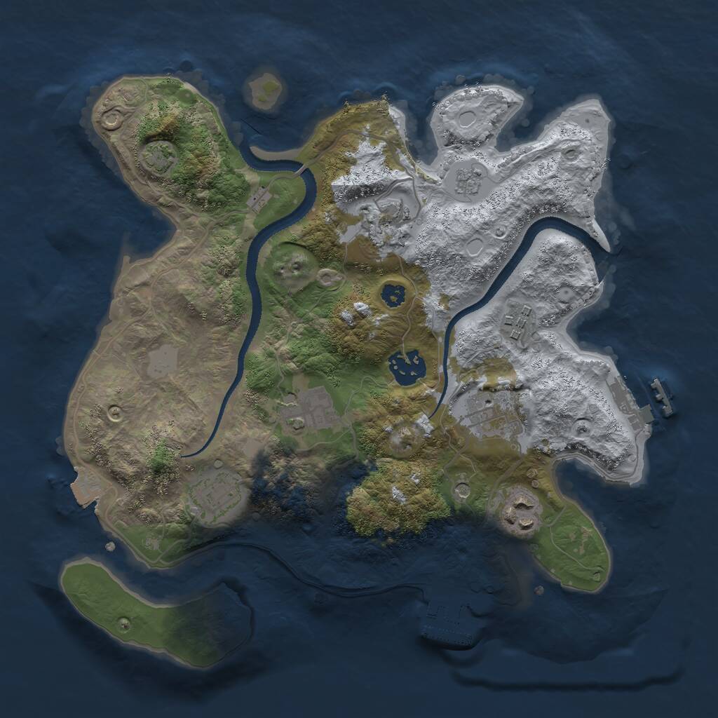 Rust Map: Procedural Map, Size: 3000, Seed: 1574396551, 13 Monuments