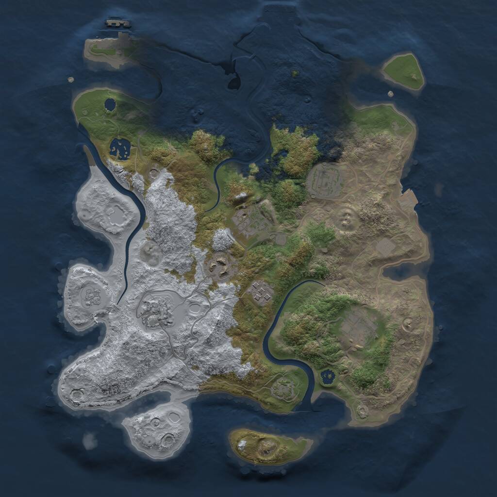 Rust Map: Procedural Map, Size: 3400, Seed: 543543543, 13 Monuments