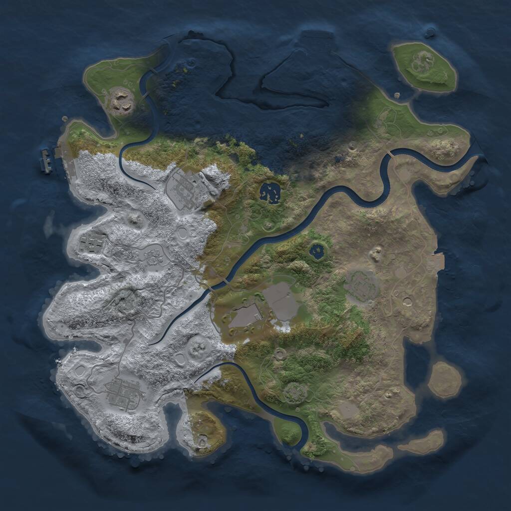 Rust Map: Procedural Map, Size: 3500, Seed: 1986390011, 13 Monuments