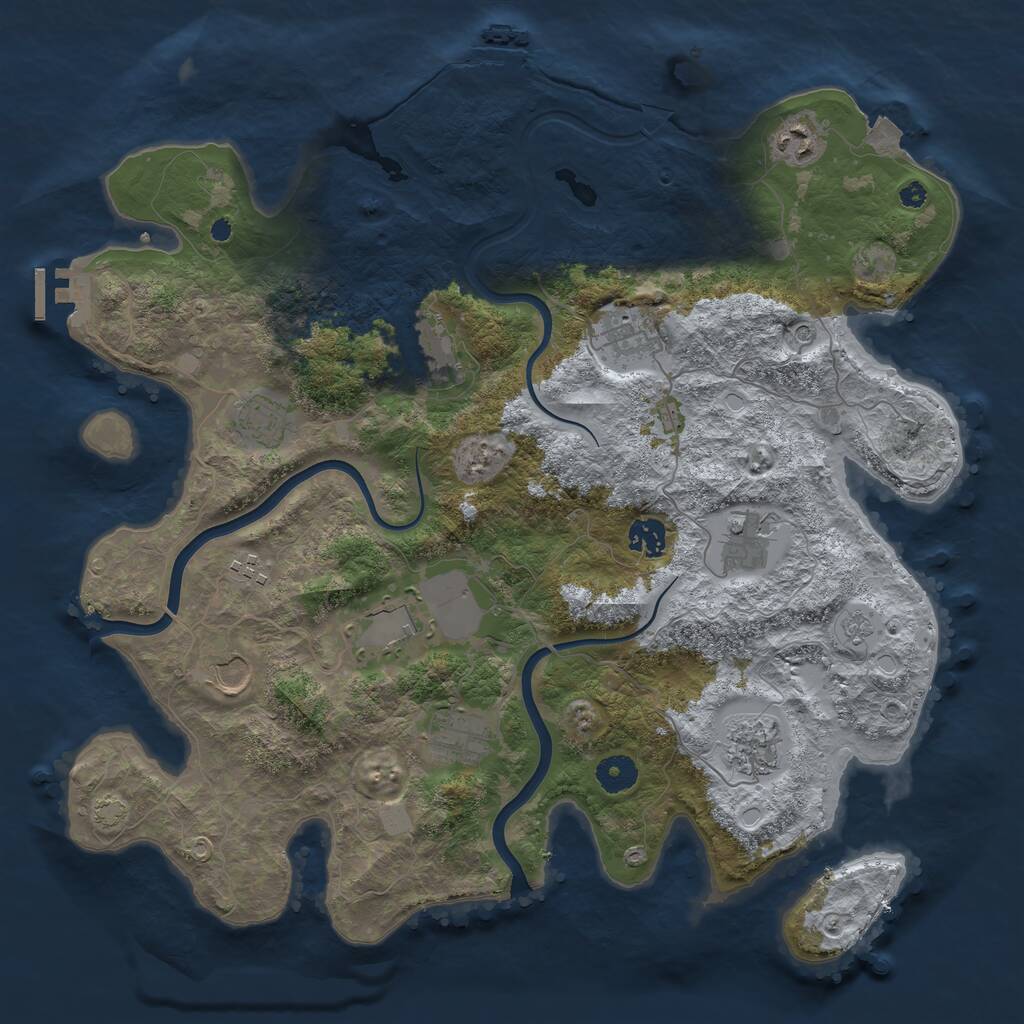 Rust Map: Procedural Map, Size: 3950, Seed: 2051393024, 17 Monuments