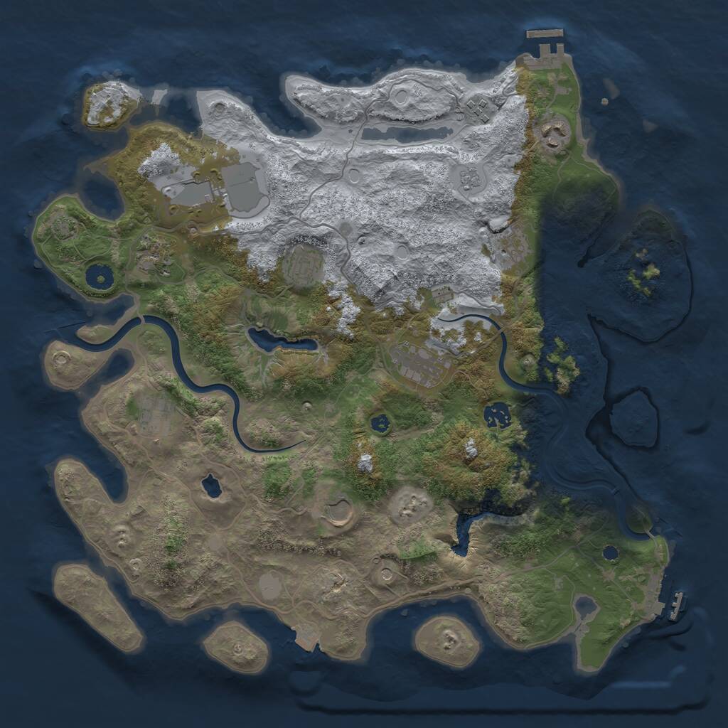 Rust Map: Procedural Map, Size: 4000, Seed: 1234557780, 16 Monuments