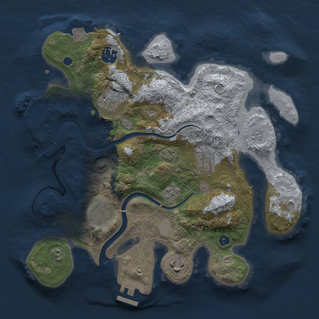 Rust Map: Procedural Map, Size: 3000, Seed: 9954673, 12 Monuments