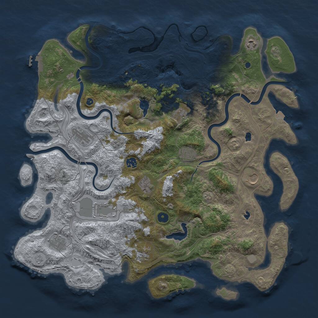 Rust Map: Procedural Map, Size: 4500, Seed: 637707629, 16 Monuments