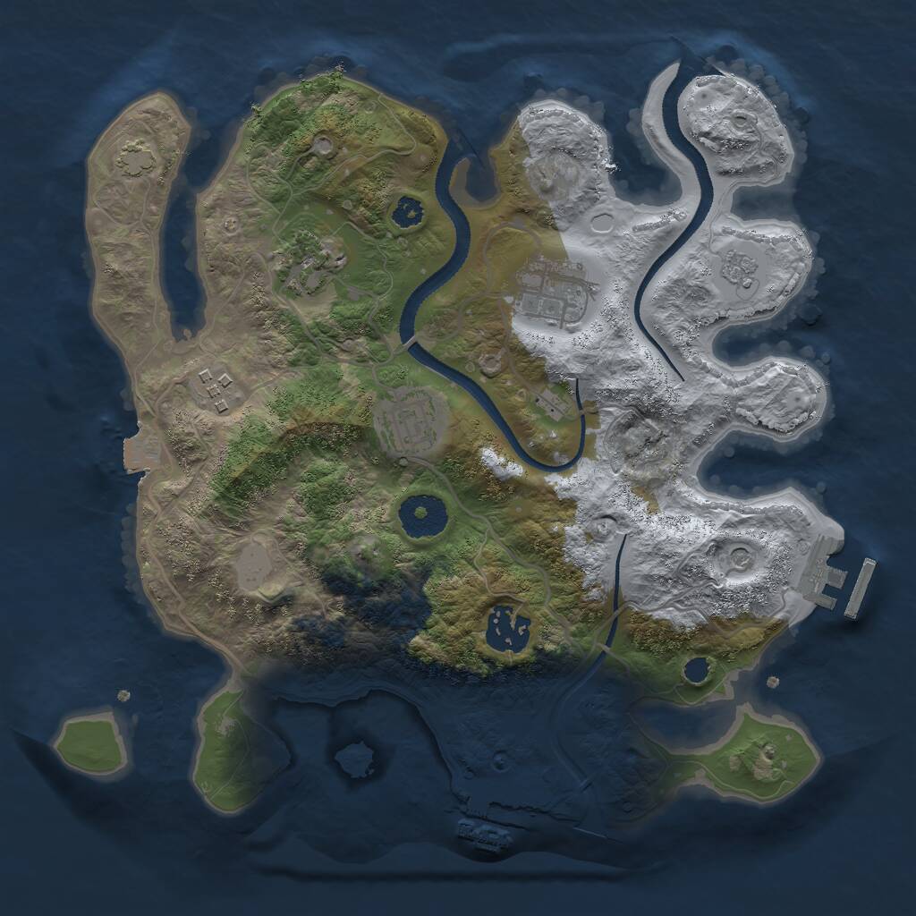 Rust Map: Procedural Map, Size: 3000, Seed: 2064490784, 11 Monuments