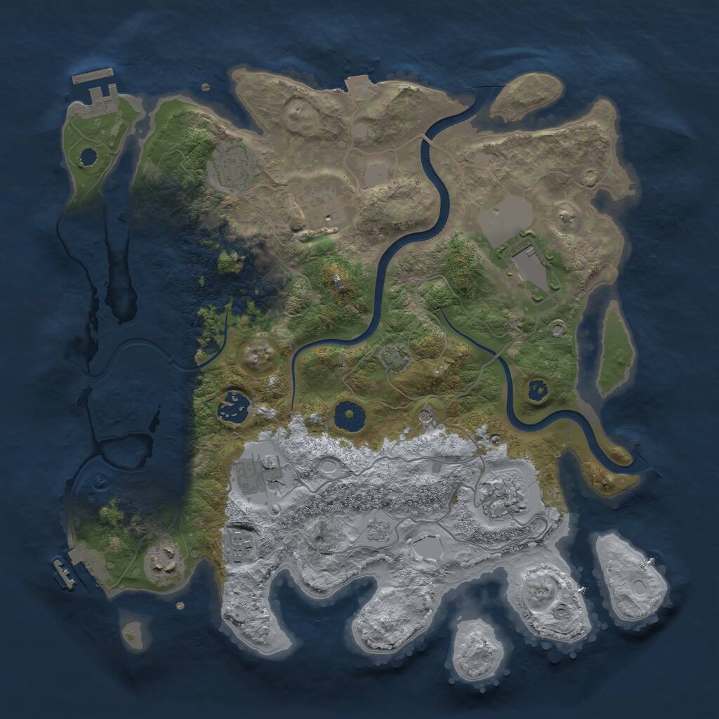 Rust Map: Procedural Map, Size: 3500, Seed: 463684962, 14 Monuments